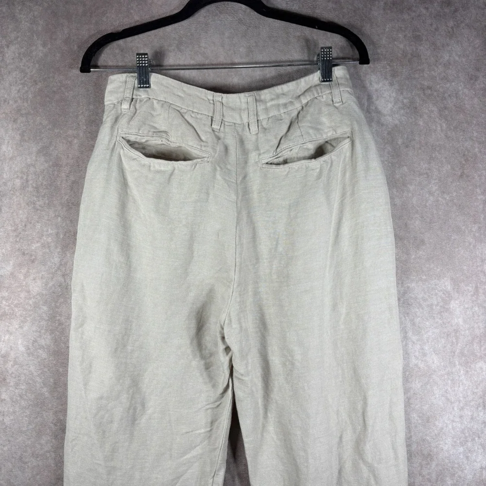 Magaschoni Pants Mens 30 Beige Linen Viscose‎ Blend Tapered Casual Slacks Casual